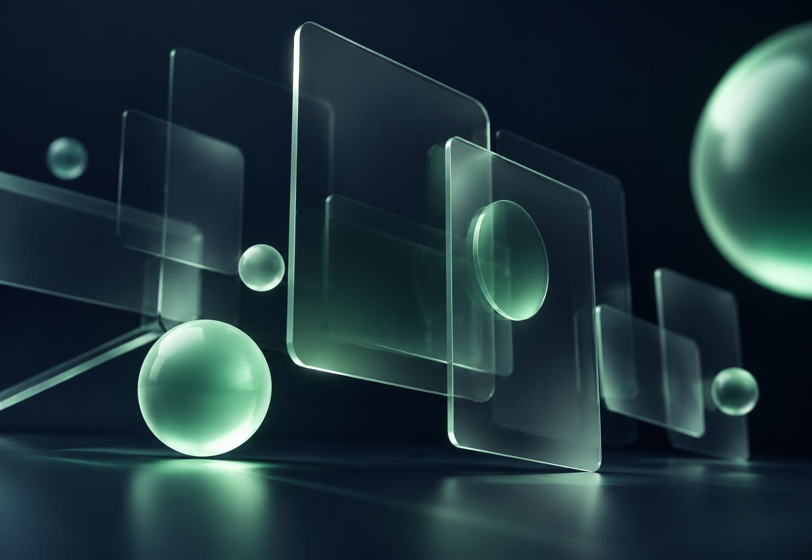 Floating glass panels representing the Aurora Lending app